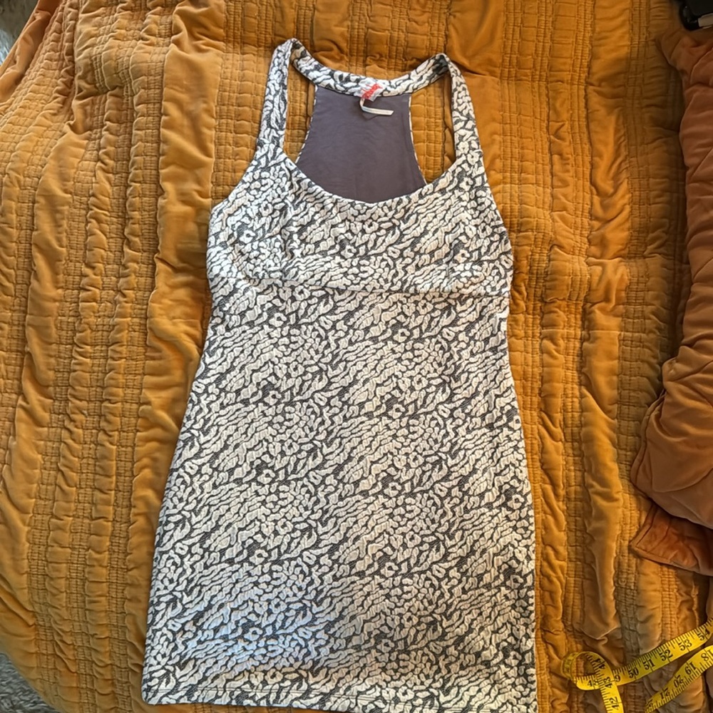 Free People Gray Patterned Fitted Mini Dress
